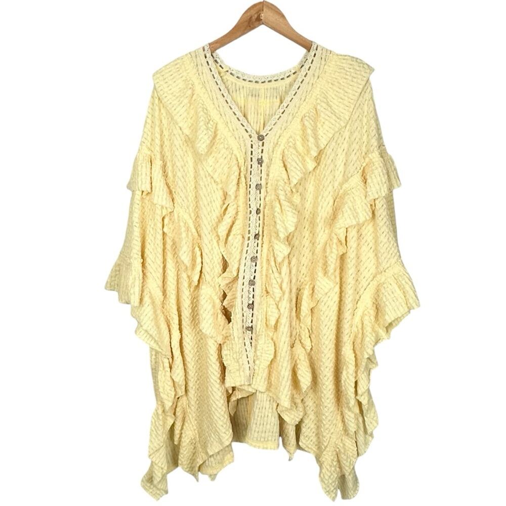 Anthropologie Pale Yellow Ruffled Tunic